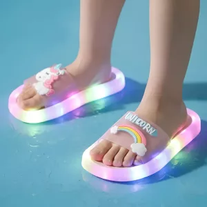 Papuci pentru copii cu LED-uri, Unicorn Slides