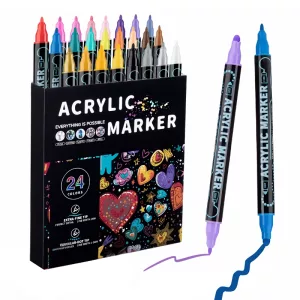 painting markers, acrylic markers, acrylic paint markers, acrylic marker pens, dual tip markers