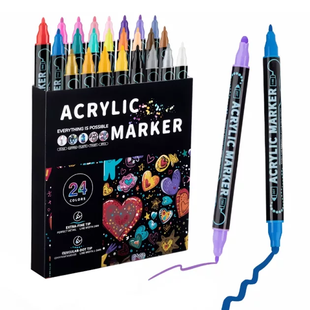painting markers, acrylic markers, acrylic paint markers, acrylic marker pens, dual tip markers