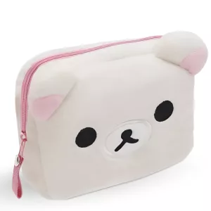 plush bag, compact bag, bear bag, toiletry bag