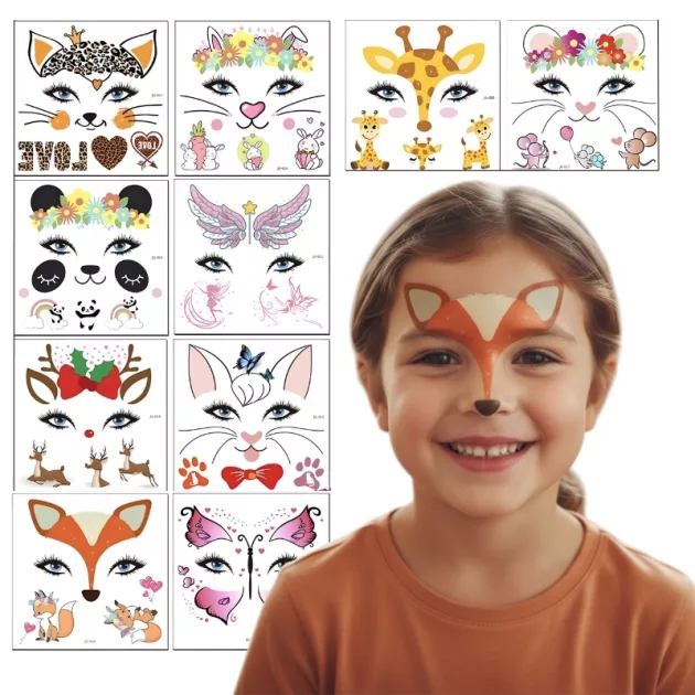 temporary tattoo stickers, temporary face tattoo, halloween face tattoos