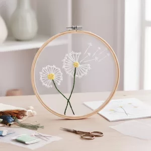 embroidery kit, flower embroidery kit, embroidery starter kit, embroidery hoop