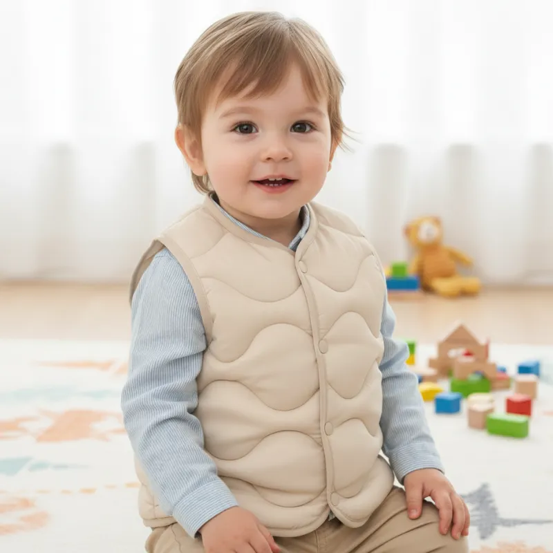 Vestă din Bumbac Stilată Vesta Călduroasă Fără Mâneci pentru Copii