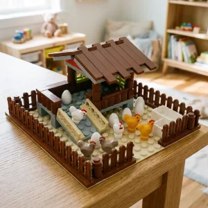 Blocuri de construit pentru copii - Cușcă DIY și animale de fermă