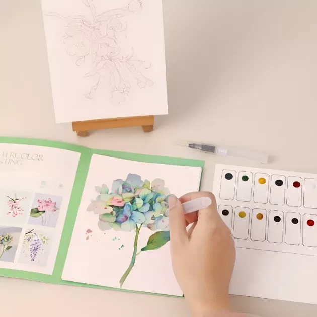 watercolour painting kit, watercolor travel kit, mini watercolor paint set