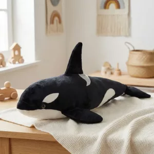 giant plush black whale, black whale stuffed animal