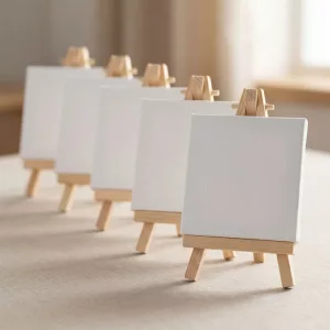 mini wooden canvas with stand, mini canvas and easel, wooden easel stand