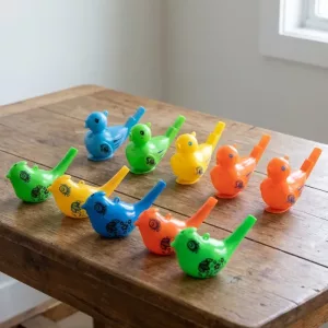 Set de 10 fluiere colorate în formă de pasăre pentru copii