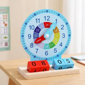 Jucărie educativă Montessori interactivă cu ceas pentru învățarea orei