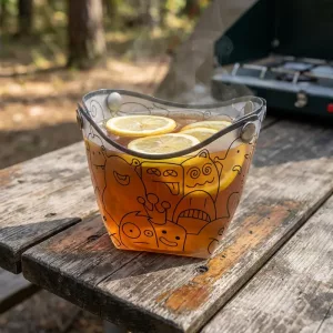 Bol pliabil de picnic pentru exterior cu capse, cană pop-up