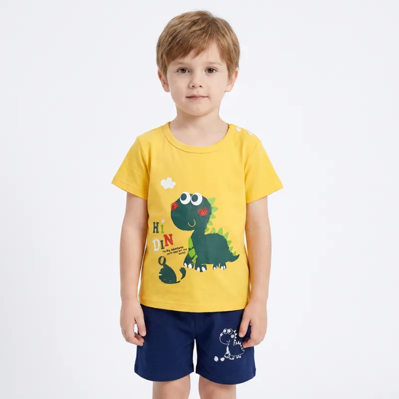 Set de vară drăguț din bumbac cu tricou și pantaloni scurți pentru copii
