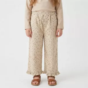 Pantaloni largi drăgălași din bumbac cu volane pentru copii